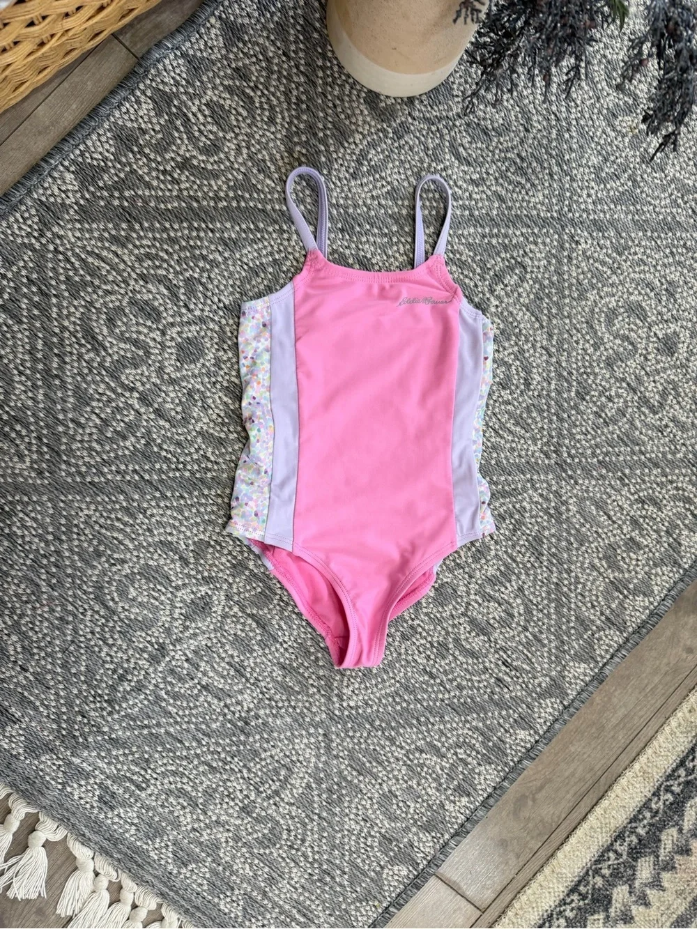 Eddie Bauer 4T Toddler Girl Swim Suit Bathing Suit Pink and Lavender One-Piece